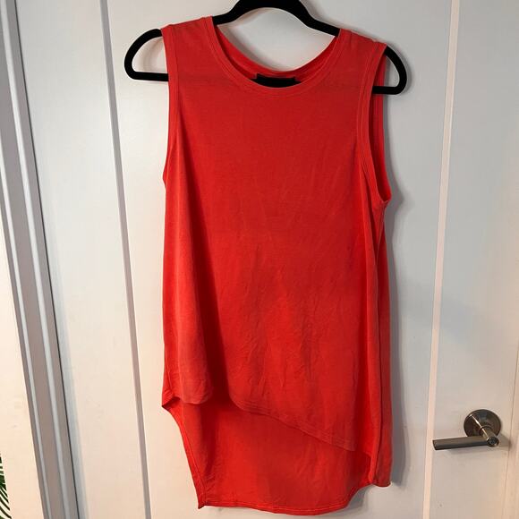 BCBGMAXAZRIA Bright Coral Sleeveless Round Neckline Top Medium - Picture 2 of 7